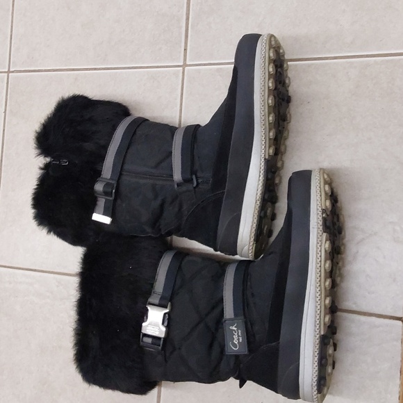 Woman’s Coach black Marietta winter boots with fur tops size 7.5 - Picture 7 of 16